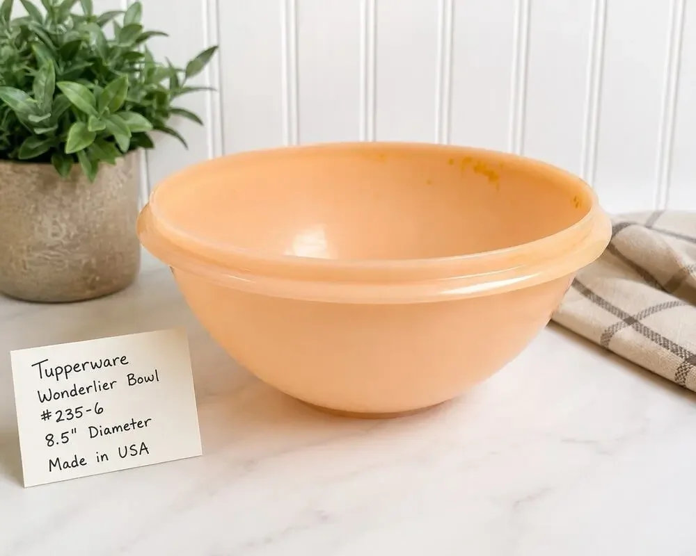 Vintage Tupperware Wonderlier Bowl Peach Pink #235-6 Mixing Bowl 8.5”